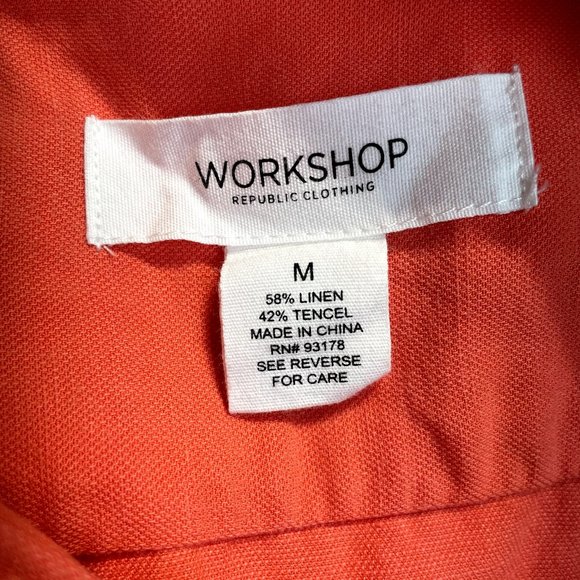 Workshop Republic Clothing Dress Medium Orange Linen Tencel Sleeveless Shift - Picture 9 of 12